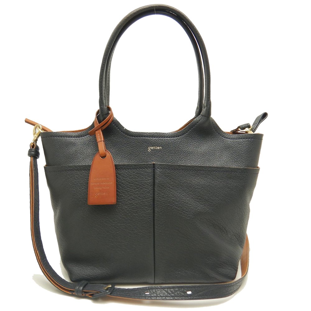 44099 2WAYハンドバッグ タスカ レザー ネイビー ブラウン/252758【中古】