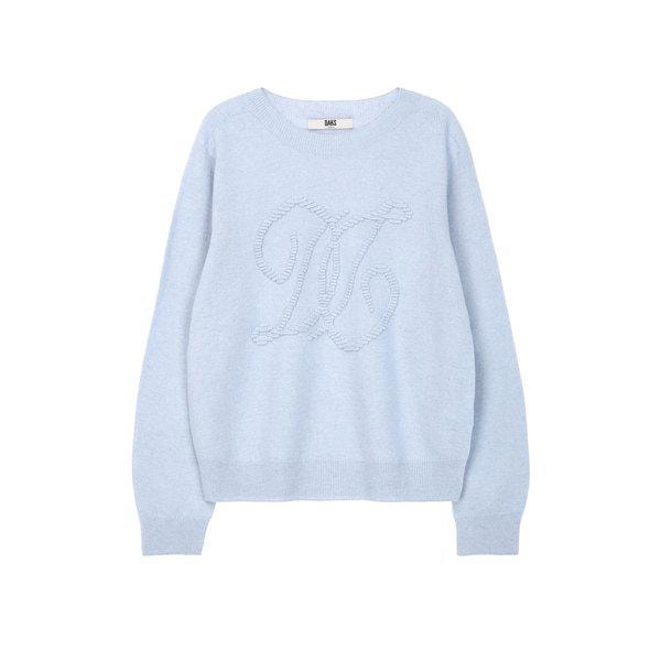 [26SS] [ウール100] ブルー ホールガーメント ロゴ ウール100 ニット DLSW6A113B2