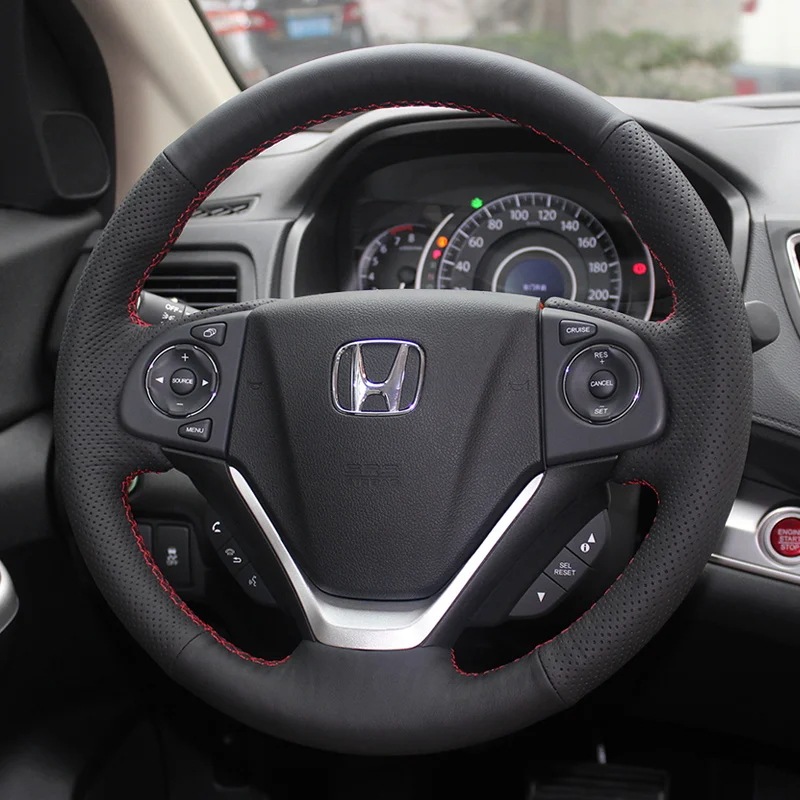 人工皮革ステアリングホイールカバー,ホンダCR-V, CRV, 2012, 2013, 2014, 2015, 2016用アクセサリー