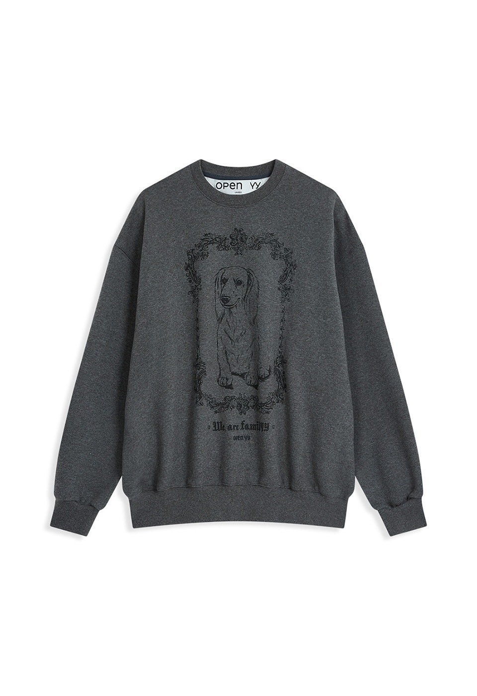 【OPEN Yy】 WE ARE FAMILYY SWEATSHIRT : CHARCOAL