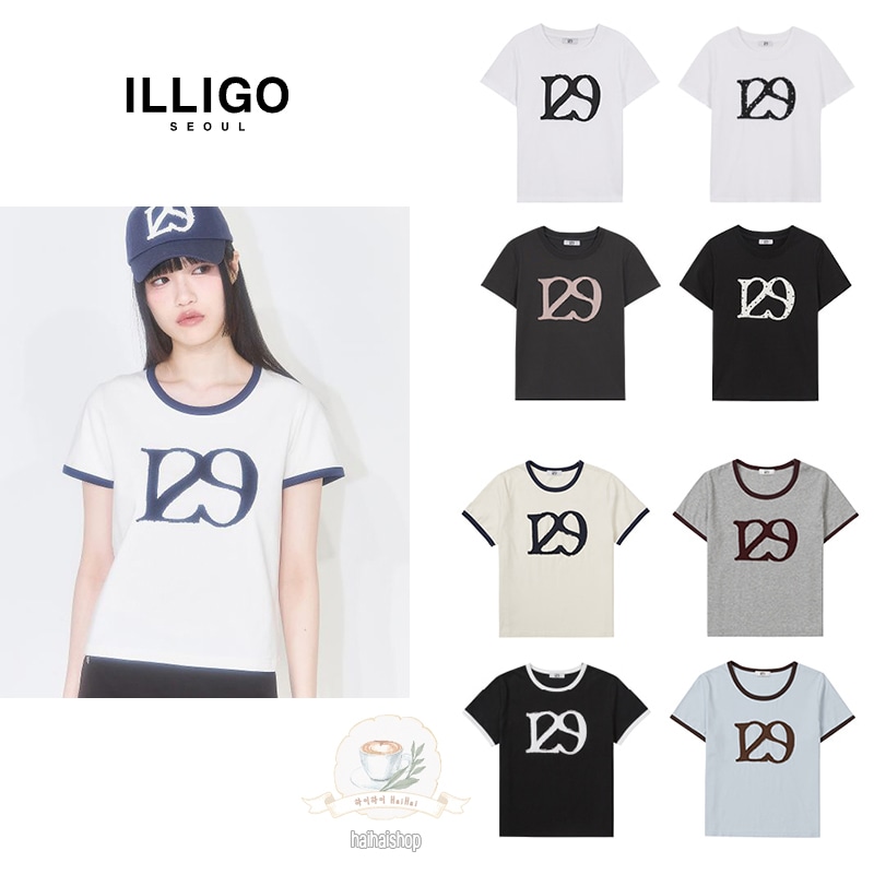 【韓国人気】129 Logo Patch T-shirt Blue