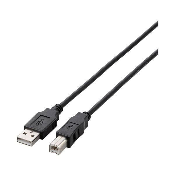 (まとめ）エレコム USB2.0ケーブル1m U2C-BN10BK ブラック(×5セット)