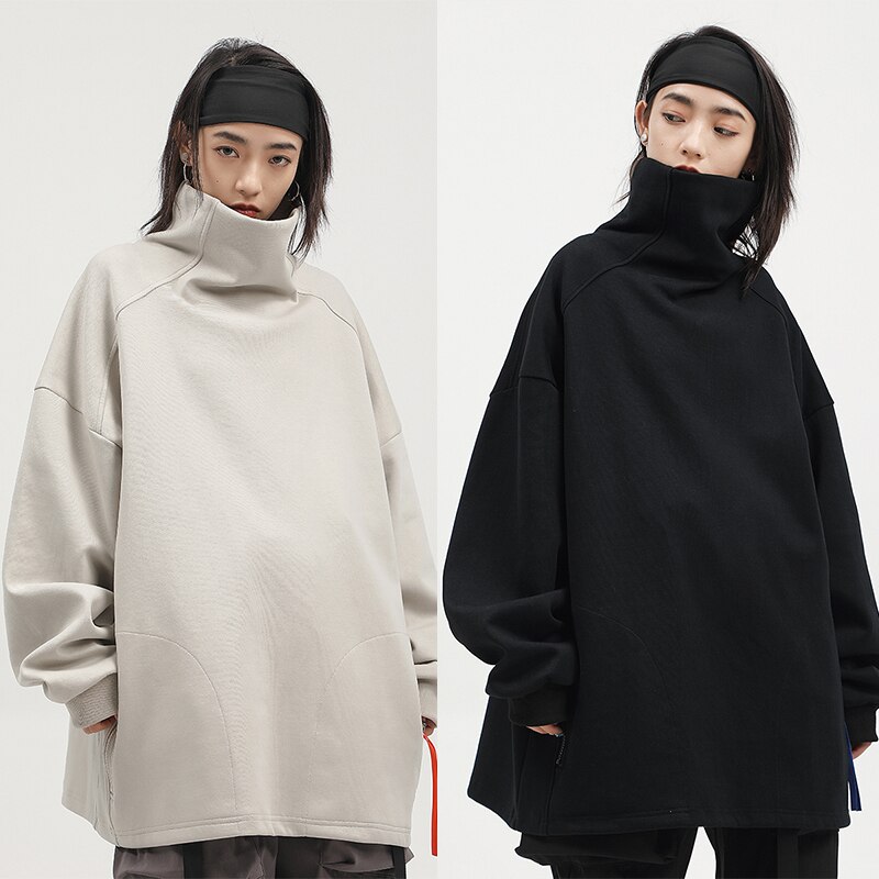 パーカー オーナーサイズ 無地 トップス メンズ 男女兼用 カップル服 ゆったり かっこいい立ち襟