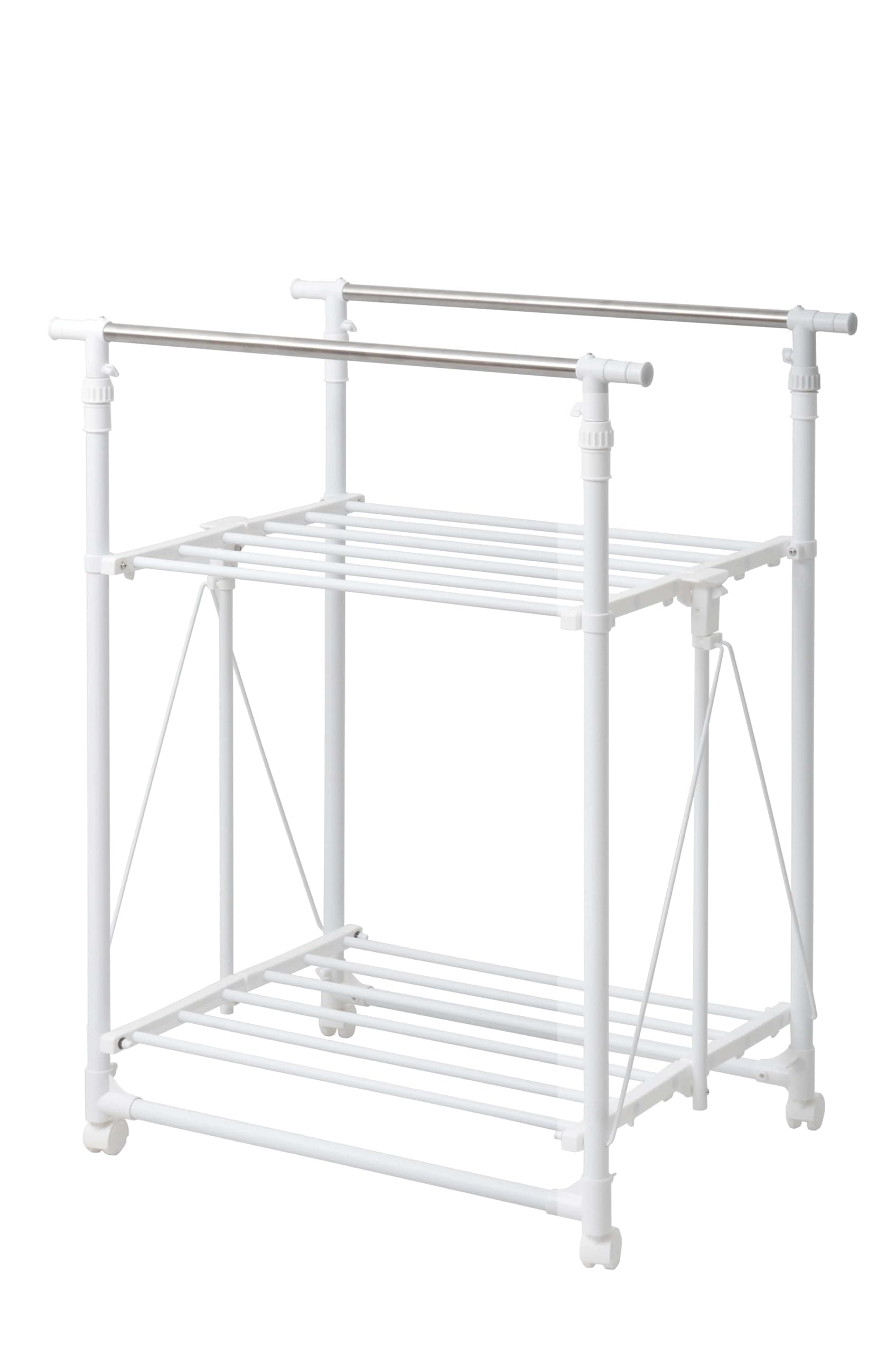 B.Bファニシング ワンタッチ収納洗濯物干しラック ワイド【ホワイト】 W770~W1210×D540×H1020~H1690mm