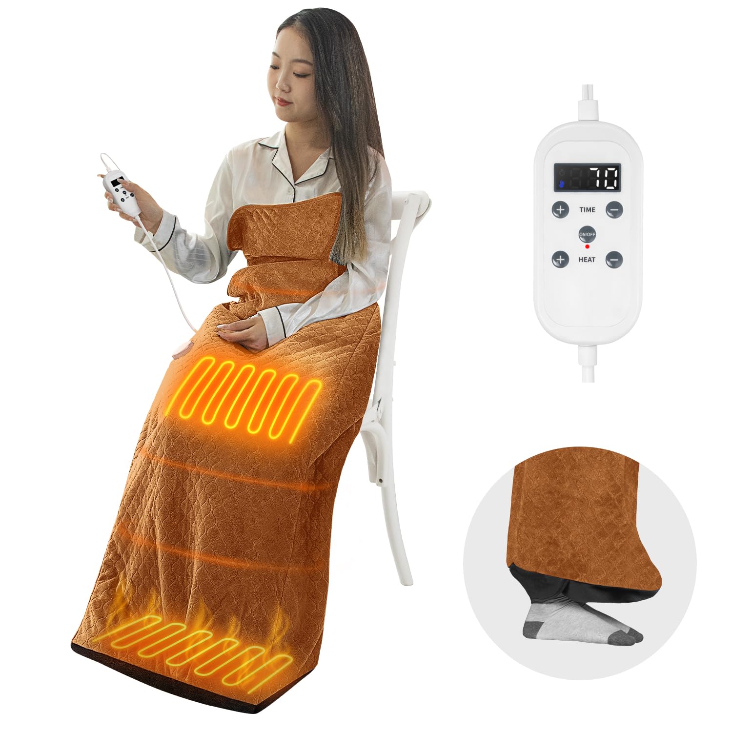 Amison 電気足温器 フットウォーマー 移動可能型 ホット脚入れヒーター 歩けるこたつ 暖房費節約 省エネ 急速昇温 過熱保護 着るこたつ タイマー付き 7段階温度調節 8段階タイマー設定 一人用