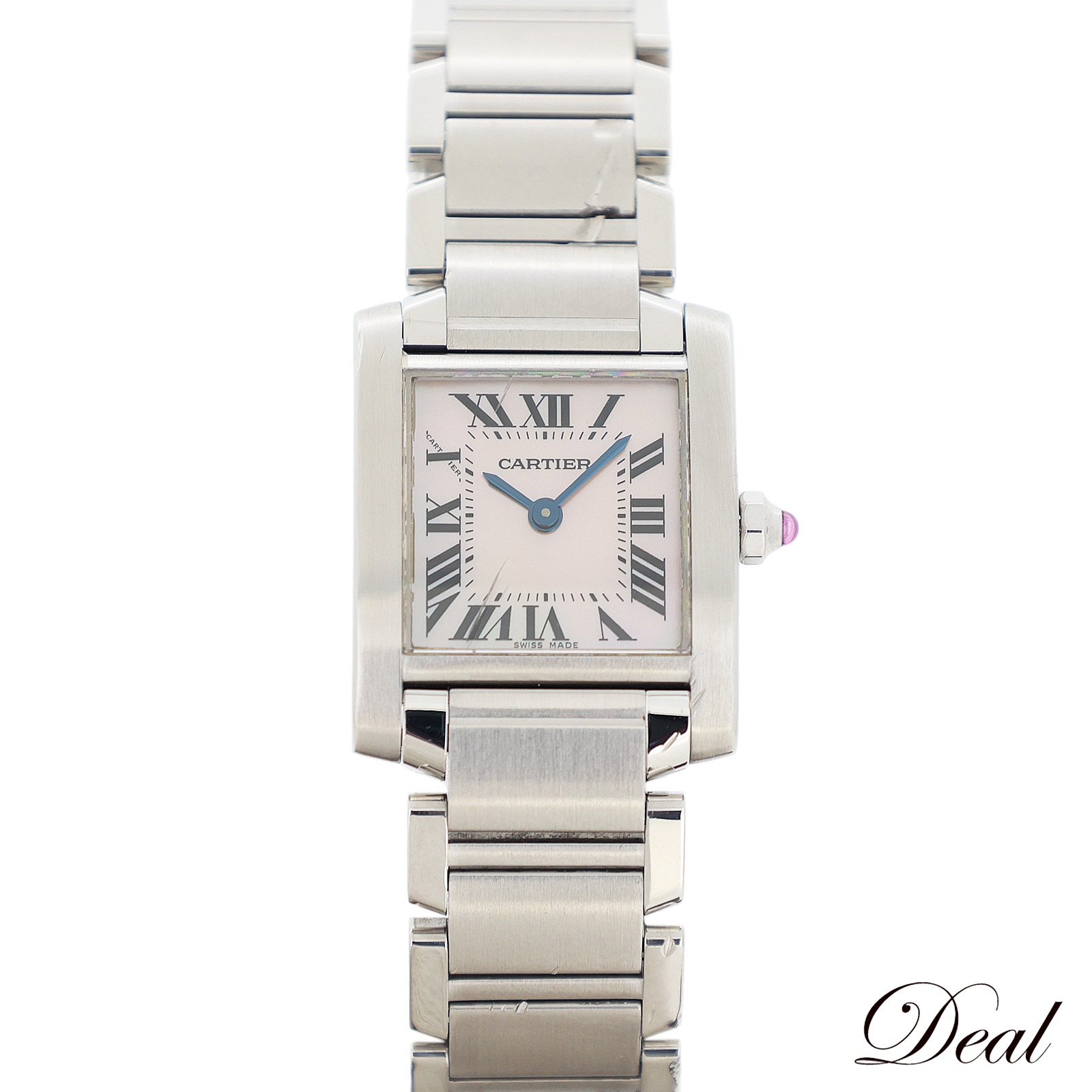カルティエ タンクフランセーズSM W51028Q3 ピンクシェル レディース 腕時計