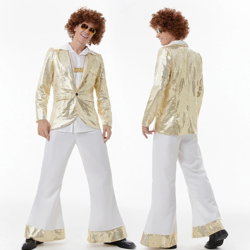 ハロウィンレトロ7080年代ヒップホップ紳士服ヒップホップロックスパンコールスーツコスプレパーティーステージナイト店