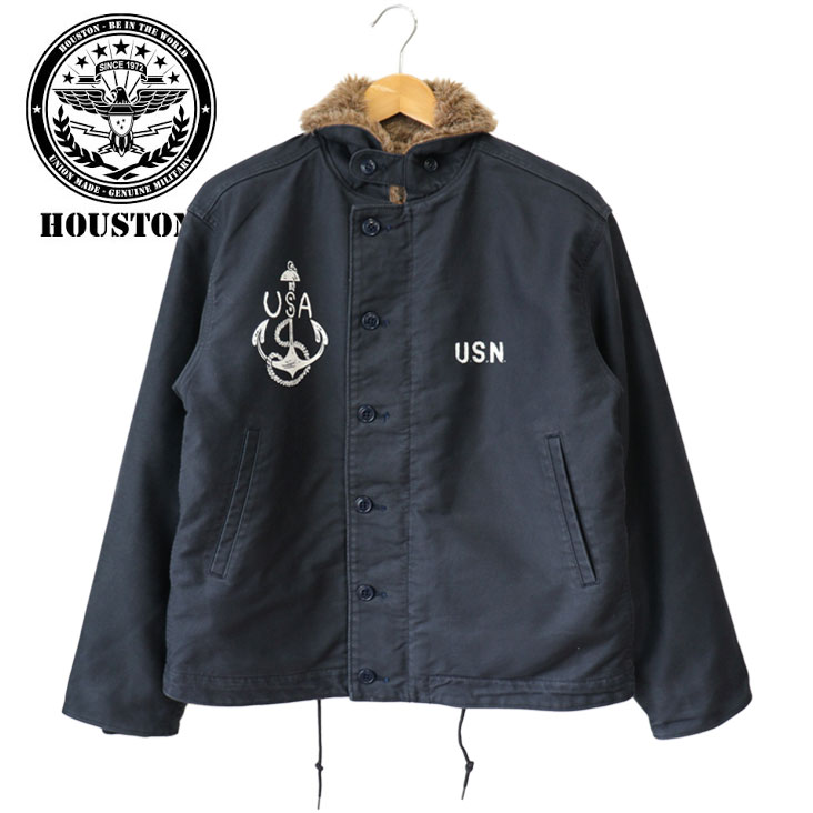 HOUSTON ヒューストン N-1 デッキジャケット CUSTOM 長袖 メンズ ジャケット アウター アメカジ 海軍 ミリタリー ボアライニング ヘビーピケ 51205