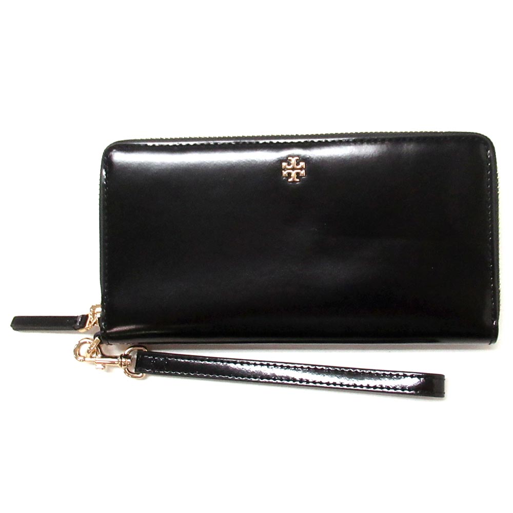 TORY BURCH トリバーチ アウトレット 財布 エマーソン パテント ジップ コンチネンタル ウォレット ストラップ付 長財布 162753 001