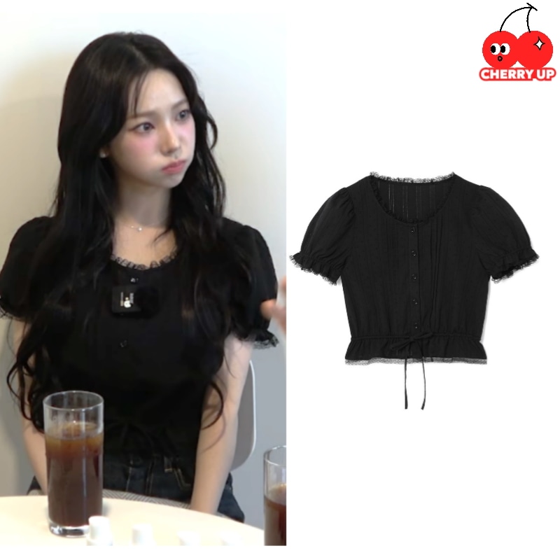 【カリナ着用】フリルシャーリングブラウス / ブラックカリーナ 半袖 カリーナ 夏服 10,491円