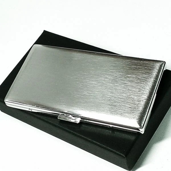 タバコケース 100mm ロング リリースリム シルバーサテン シガレットケース 潰れない たばこ