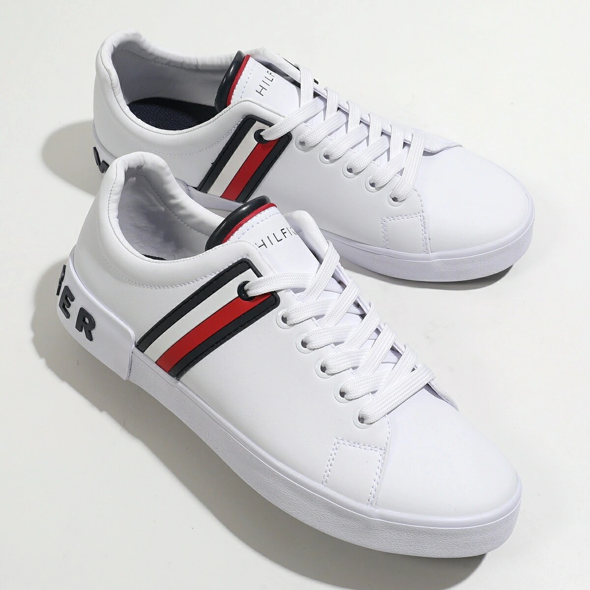 TOMMY HILFIGER トミー ヒルフィガー スニーカー RAMUS メンズ ローカット フェイクレザー ロゴ シューズ 靴 WHITE