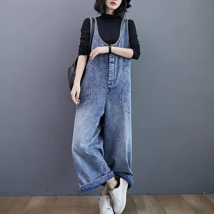 パンツ オーバーオール サロペット ワイドパンツ ロング ロング丈 ワイド ポケット 綿 デニム ブルーデニム かわいい 大人可愛い シンプル カジュアル 大人 おしゃれ お洒落 かっこいい レトロ