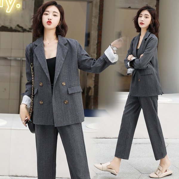 作登場スーツレデイースセットアップパンツスーツジャケット2点セットおしゃれ着痩せカジュアル通勤OL上品大人セレモニー3040
