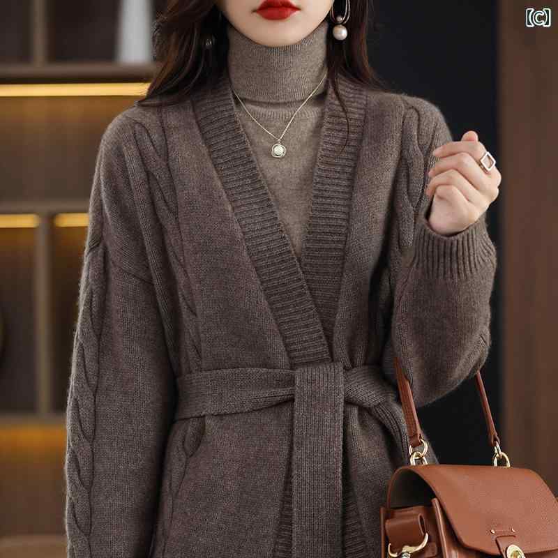 ニット レディース カーディガン おしゃれ カジュアル 厚手 ロング セーター グリーン パープル