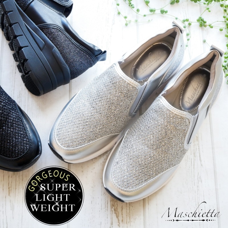マスチェッタ スニーカー レディース 靴 厚底 スリッポン 軽い 軽量 歩きやすい ビジュー