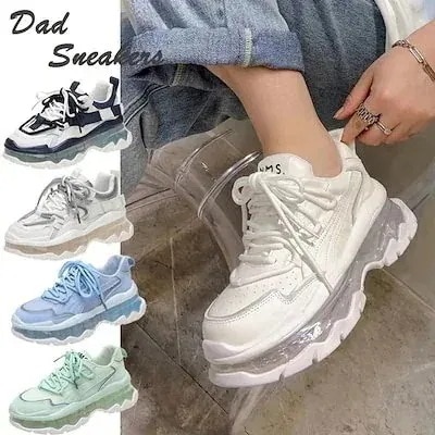 【10点セット】厚底 スニーカー スニーカー レディース クリアソール ボリュームソール ダッドシューズ 美脚