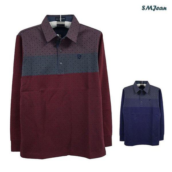 SMJ1208 ジャンピエル長袖カラーTシャツ 中年長袖Tシャツ 中年スパン