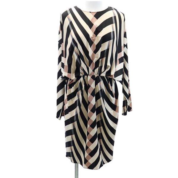 総柄 長袖 ドルマンスリーブ ワンピース T34 レディース