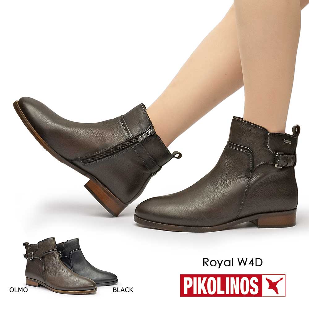 レディース 防水 ショートブーツ ROYAL PK900 W4D-SY8760 レザー ローヒール フラット