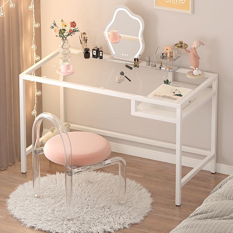 ウィットソーは化粧台のために同じ平らに化粧台の小型の透明な化粧台の女性の寝室の机のガラス板の机のために