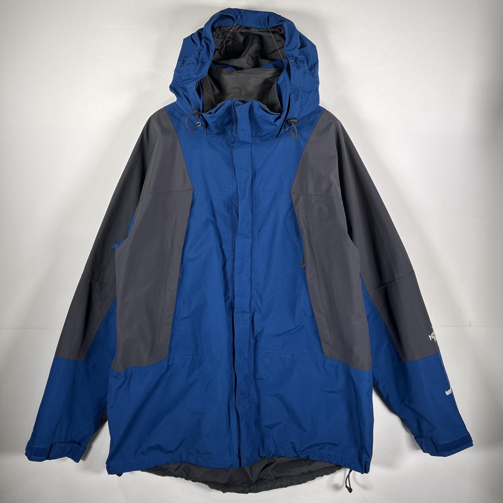 古着 マウンテンパーカー マウンテンライトジャケット 刺繍ロゴ ゴアテックス XXL ブルー メンズ