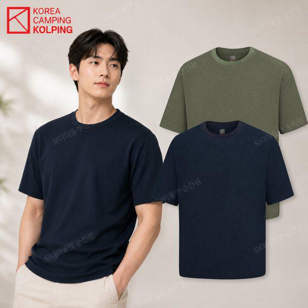 メンズ夏クールサッカーラウンド半袖TシャツM_SC