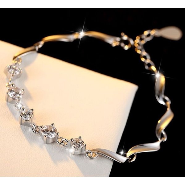 母の日 ブレスレット レディース 豪華5粒 プラチナ仕上げ シルバー925 重ね付け ギフト 人気