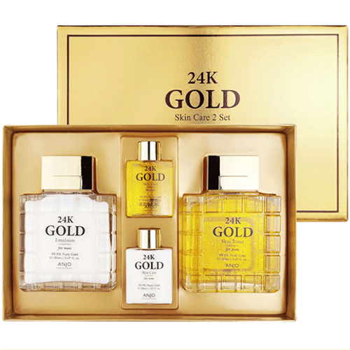 [Q10限定!] 大切な人へ 大切なプレゼントFor Man 24Kゴールド メンズ 2点セット + 携帯用2点セット (紙袋付き) Gift 携帯用馬油クリームポーチ贈呈 5,015円