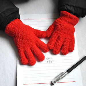 子供用の冬用手袋,子供用のサンゴのフリース,厚くて柔らかいぬいぐるみ,書き込み用,暖かく保つ,511歳 Red