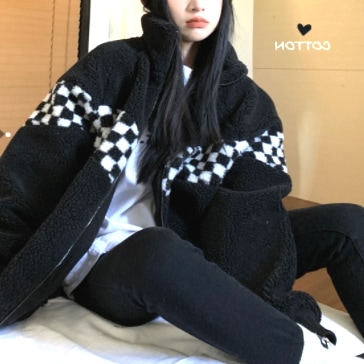 ラムウールコート もこもこアウター 袖あり 長袖 スタンドカラー ワイド もこもこ モコモコ