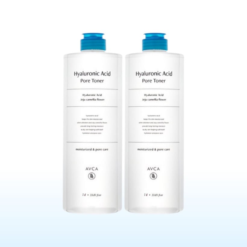 [1+1 大容量 保湿 トナー 韓国人気] 低分子 ヒアルロン酸 毛穴 トナー 1L ×2本 栄養 水分 補給 フェイストナー 肌のキメ 角質 整頓 ベタイン パンテノール 椿の花 成分