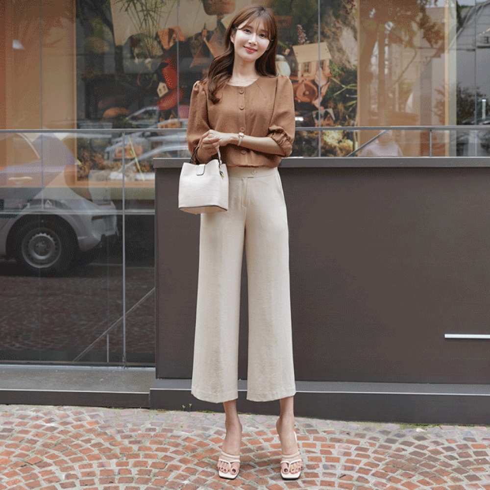 クリック&ファニーオーマイゴットリネンワイドスラックス [SMLサイズ]