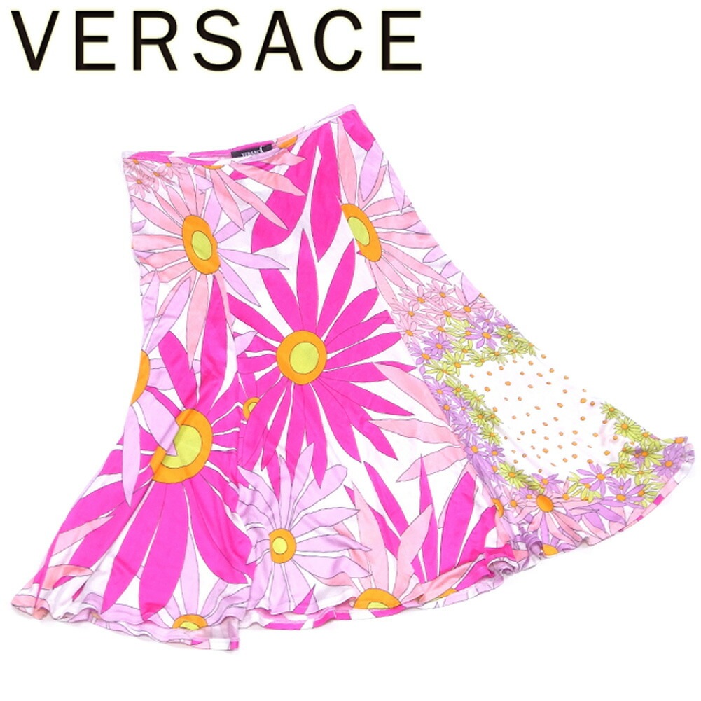 スカート マーメイド フラワー 花柄 24 38サイズ ピンク ホワイト 白系 中古