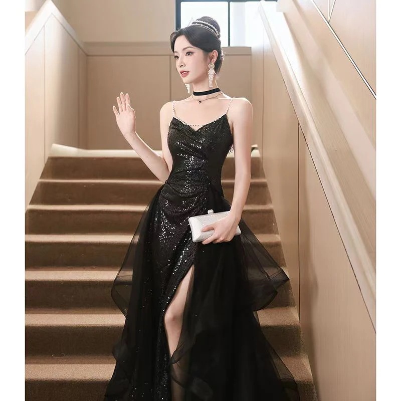 パーティードレス ウェディングドレス 新作 高級感 黒 キャミソールドレス ロングワンピース 結婚式 花嫁 成人式 お呼ばれ ウェディング 演奏会 二次会 前撮り ワンピース ロングドレス