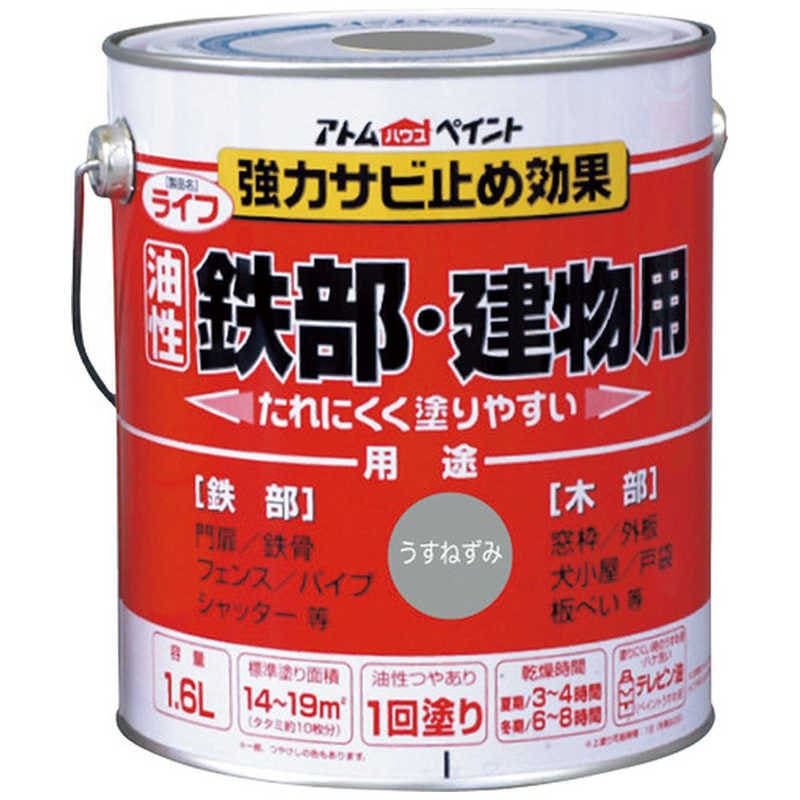 アトムサポート　アトムペイント油性鉄部木部用ライフ16Lうすねずみ 　00001-00343