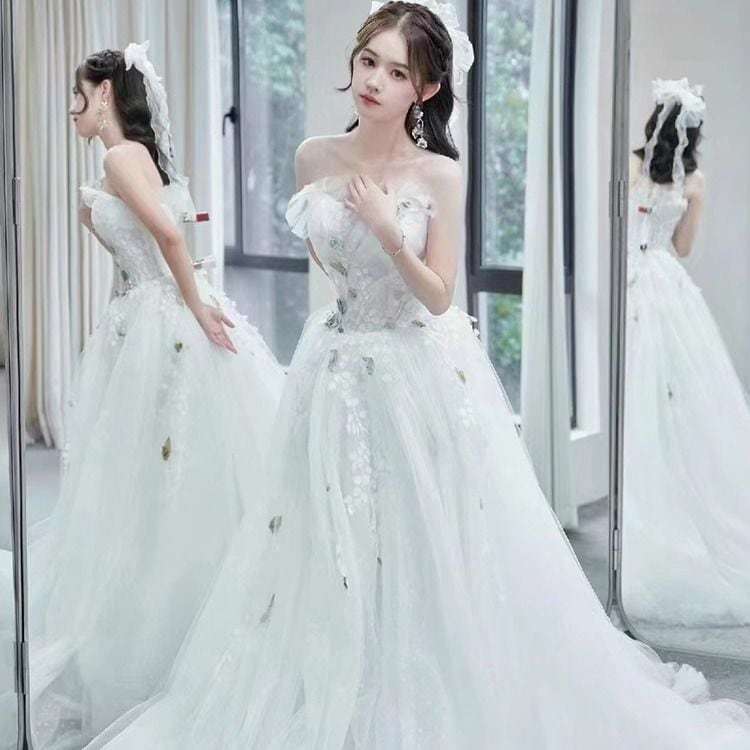 パーティードレス スーパー妖精の光豪華なドレスの白いイブニングドレス女性2024新しいシニア感覚-63