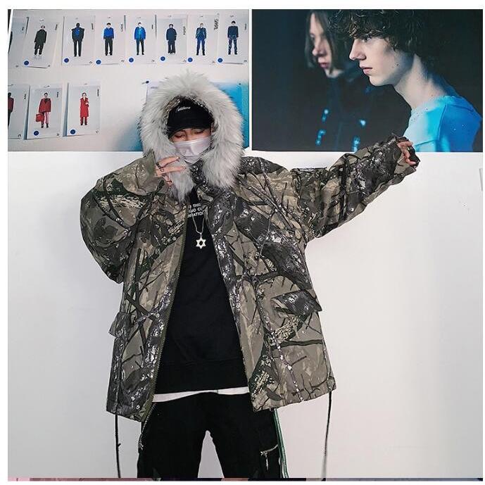 高品質 中綿ジャケット アウター 暖かい ロング丈 ダウンコート メンズ 防寒 厚手 秋冬 迷彩 冬服/S4ＸＬ/フード付き/ファー/格好いい/3色あり！