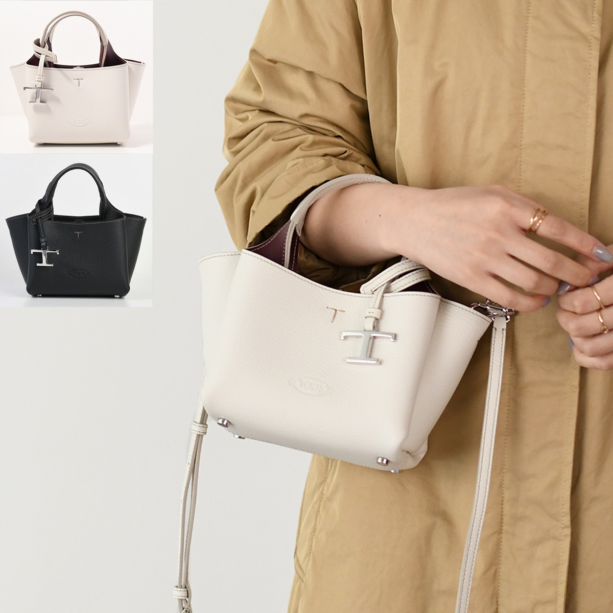 ハンドバッグ レザーバッグマイクロ XBWAPAFL000QRI レディース ブラック ホワイト レザー ストラップ付