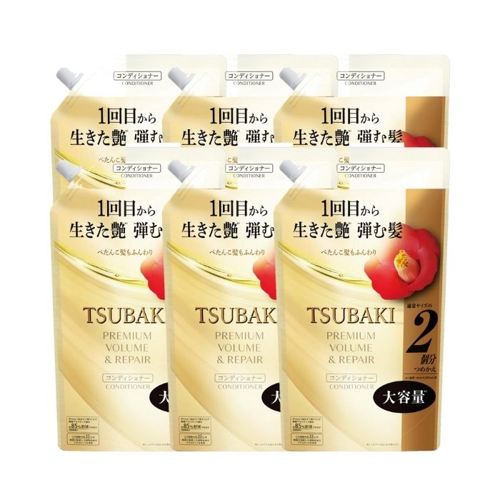 【6セット】 TSUBAKI プレミアム ボリューム＆リペア コンディショナー つめかえ用 600mL 詰め替え パウチ 資生堂 つや髪 うるおい パサつき ダメージケア ツバキ ファイントゥ