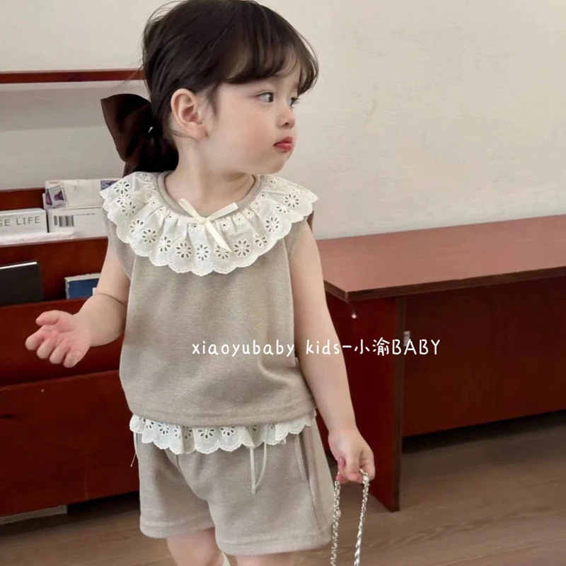 2025新作人気最安値保証子供用サマースーツ韓国トップスショーツ2点セット上下セット品質良い