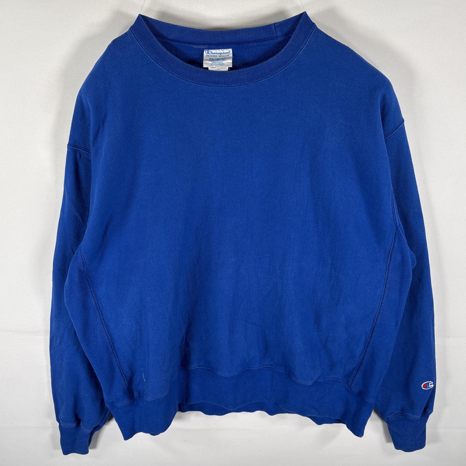 古着 スウェット トレーナー リバースウィーブ 目無し クルーネック 大きいサイズ XXL ブルー メンズ