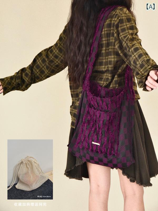 レディース　バッグ　カジュアル Haahua キャンバス バッグ大容量 トート カジュアルショルダーバッグ メッセンジャーバッグ 高級 パープル