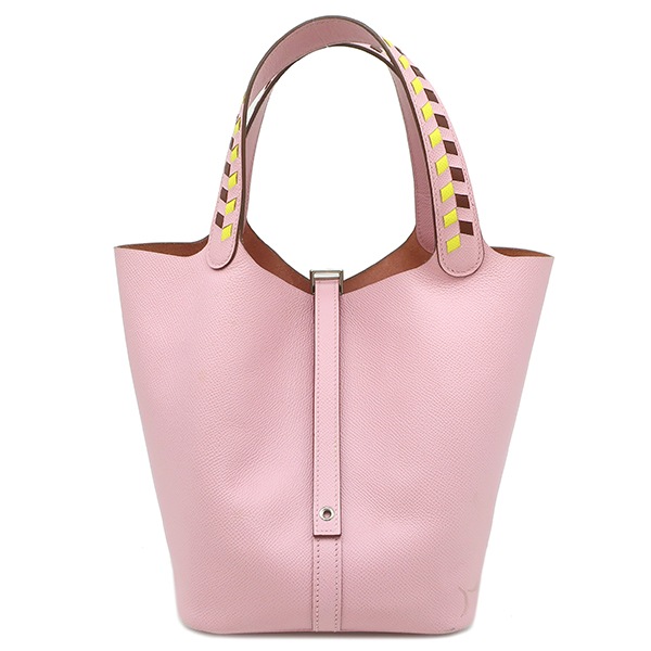 エルメス HERMES ハンドバッグ ピコタンロックMM トレサージュ ヴォーエプソン モーヴシルベストル×ジョーヌナプル×ルージュアッシュ シルバー金具 D刻印 【箱】【中古】