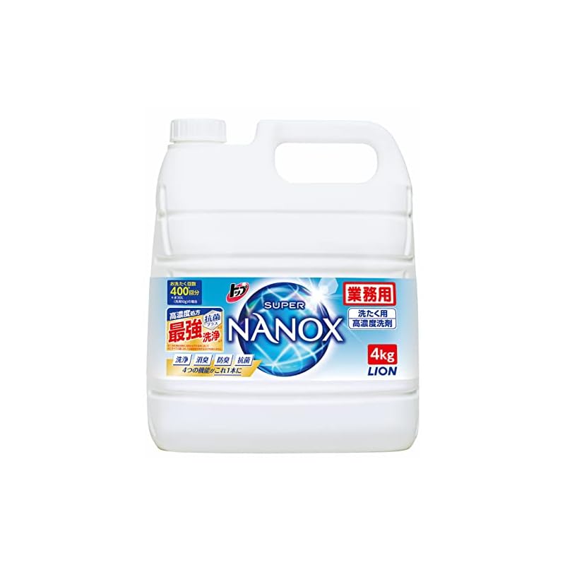 【即納】トップ ナノックス(NANOX) 【業務用 大容量】蛍光剤無配合 洗濯洗剤 液体 4kg つめかえ用大容量(4ｋｇ) クリスタルソープ