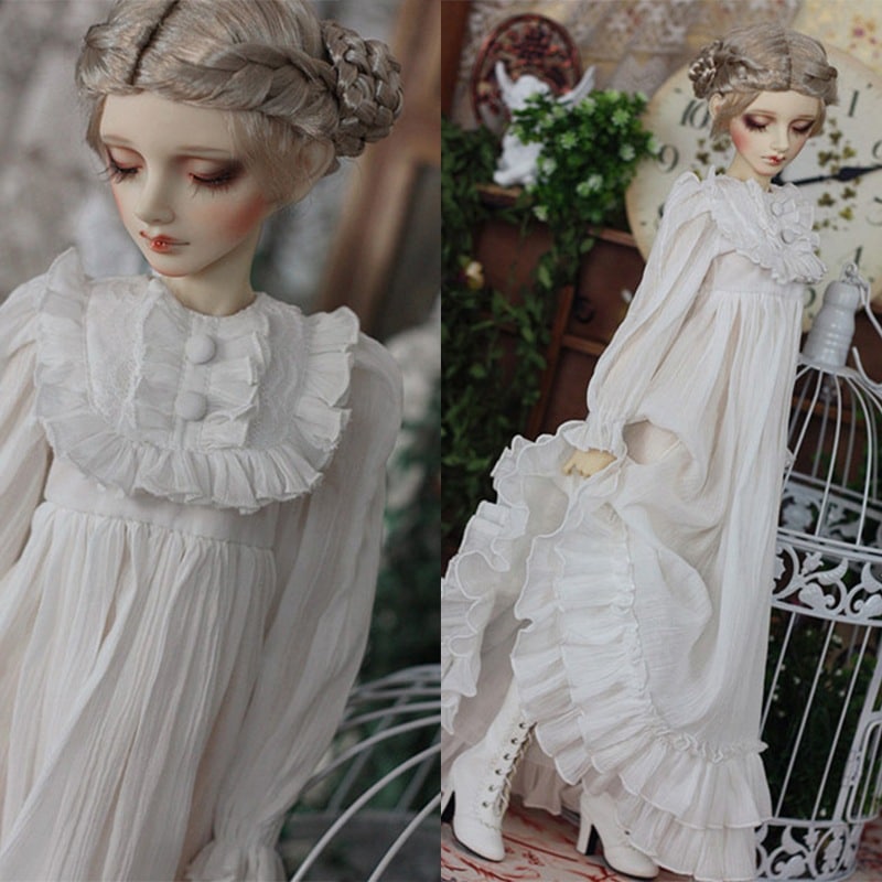 BJDドール服 ドールパジャマ 白色ワンピース ロングローブ YOSD/MSD/SD/70cm/ID75/1/2/オーダーサイズ人形用衣装 7,602円