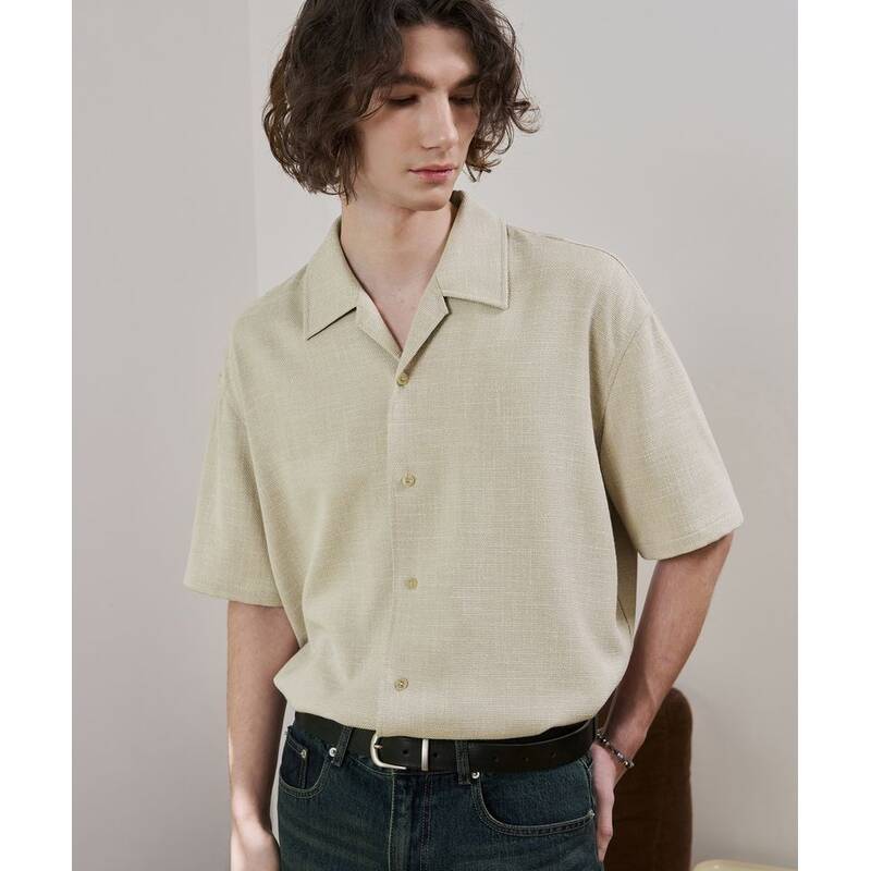 DRAW FIT ドウェル オープンカラー ワッフルシャツ [BEIGE] DFSH4201BE 372554