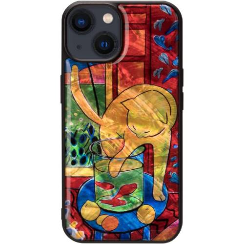 【正規取扱店】ikins 天然貝ケース for iPhone 14 魚と猫 4570047575763