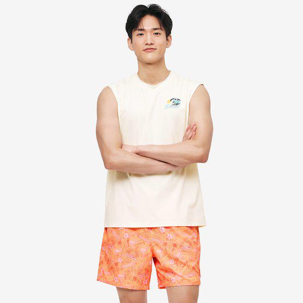 [] メンズ トロピカル スリーブレス ラッシュガード アイボリー (B5SMWRG132IVR)