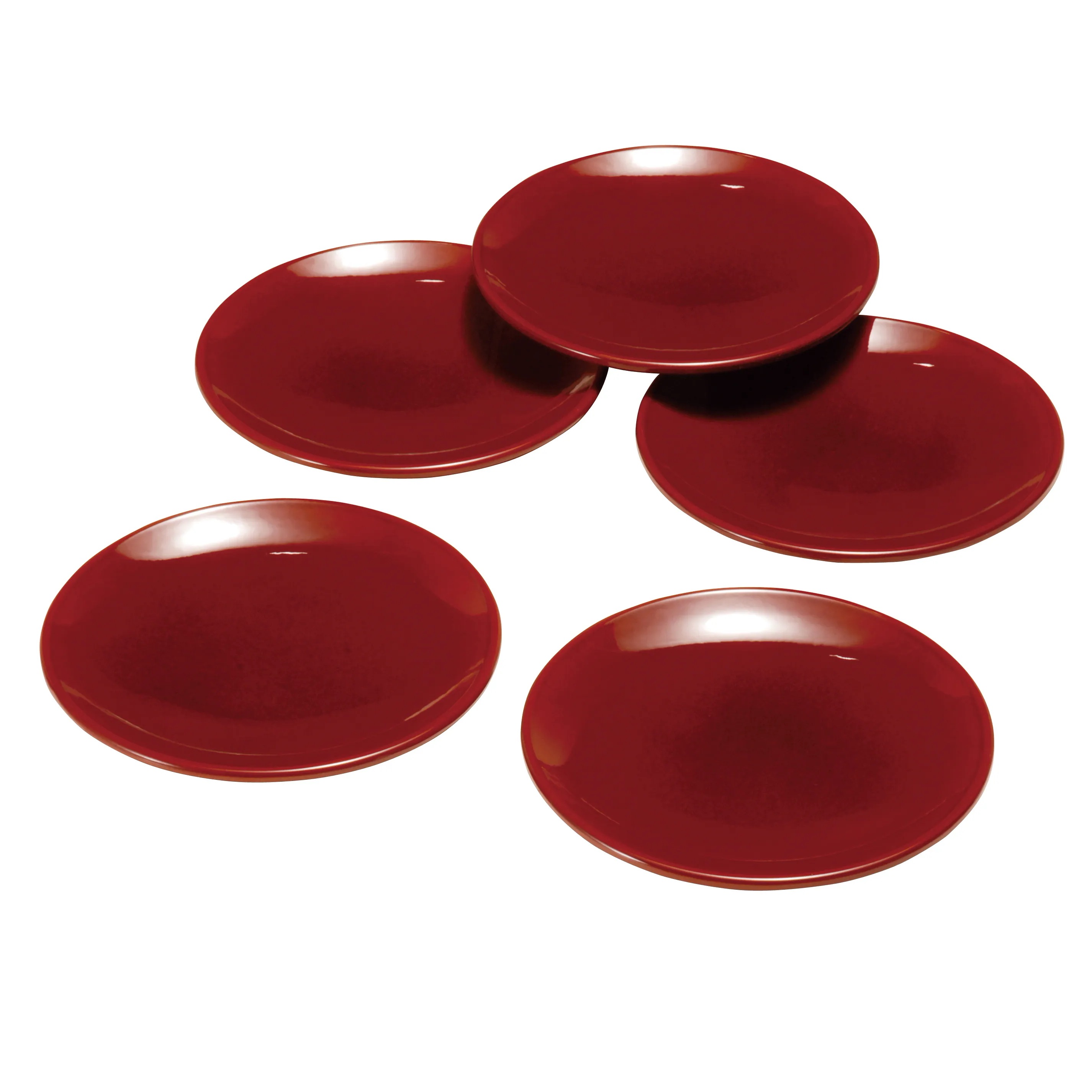 4.2寸 銘々皿 総春慶塗 5枚入り 12.5cm お皿 赤 朱 セット 食器 和風 紀州漆器 菓子皿 茶托 和菓子 小皿 内祝い ギフト 和食器 和食 レストラン カフェ 漆器 日本製 国産